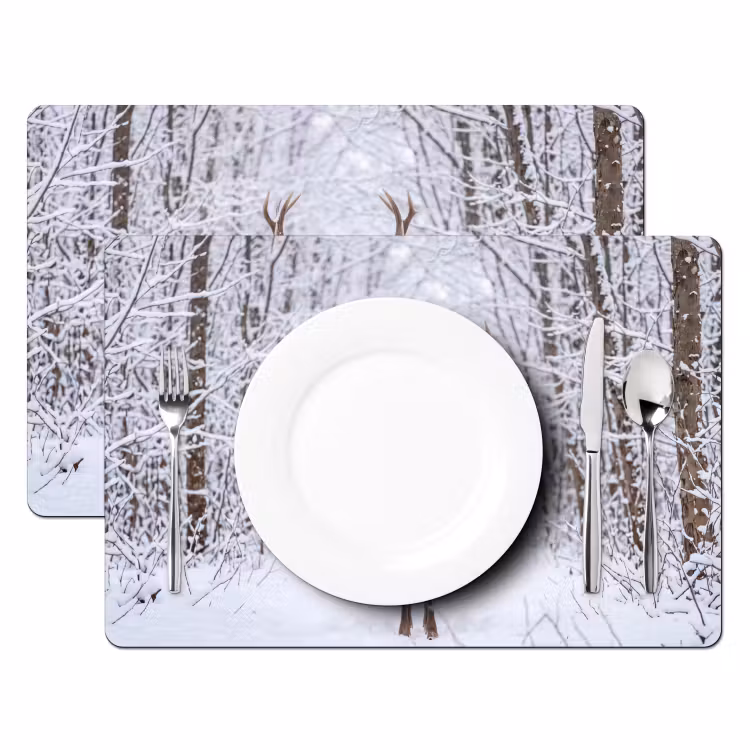 Salvamantel – 6 piezas - Ciervo - Invierno - Bosque - Naturaleza - Blanco — 2