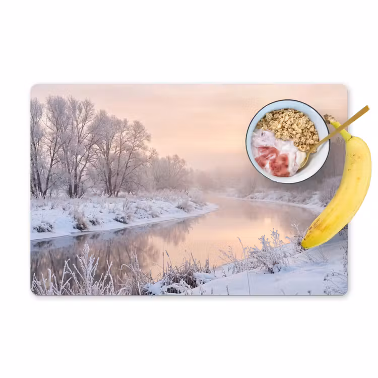 Salvamantel – 6 piezas - Río - Invierno - Paisaje - Nieve - Amanecer — 1