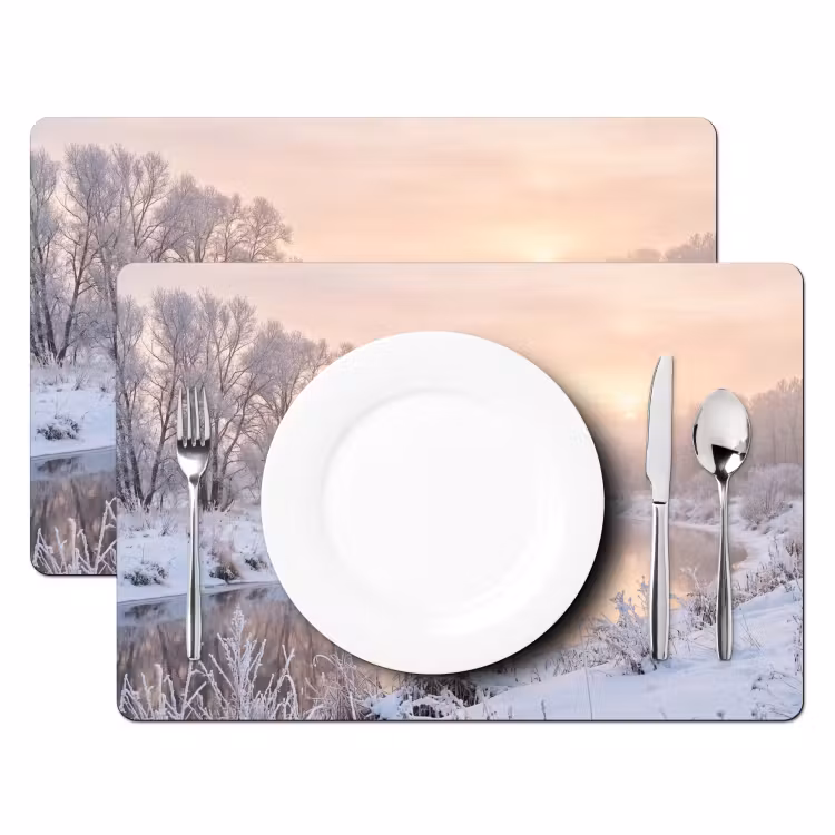 Salvamantel – 6 piezas - Río - Invierno - Paisaje - Nieve - Amanecer — 2
