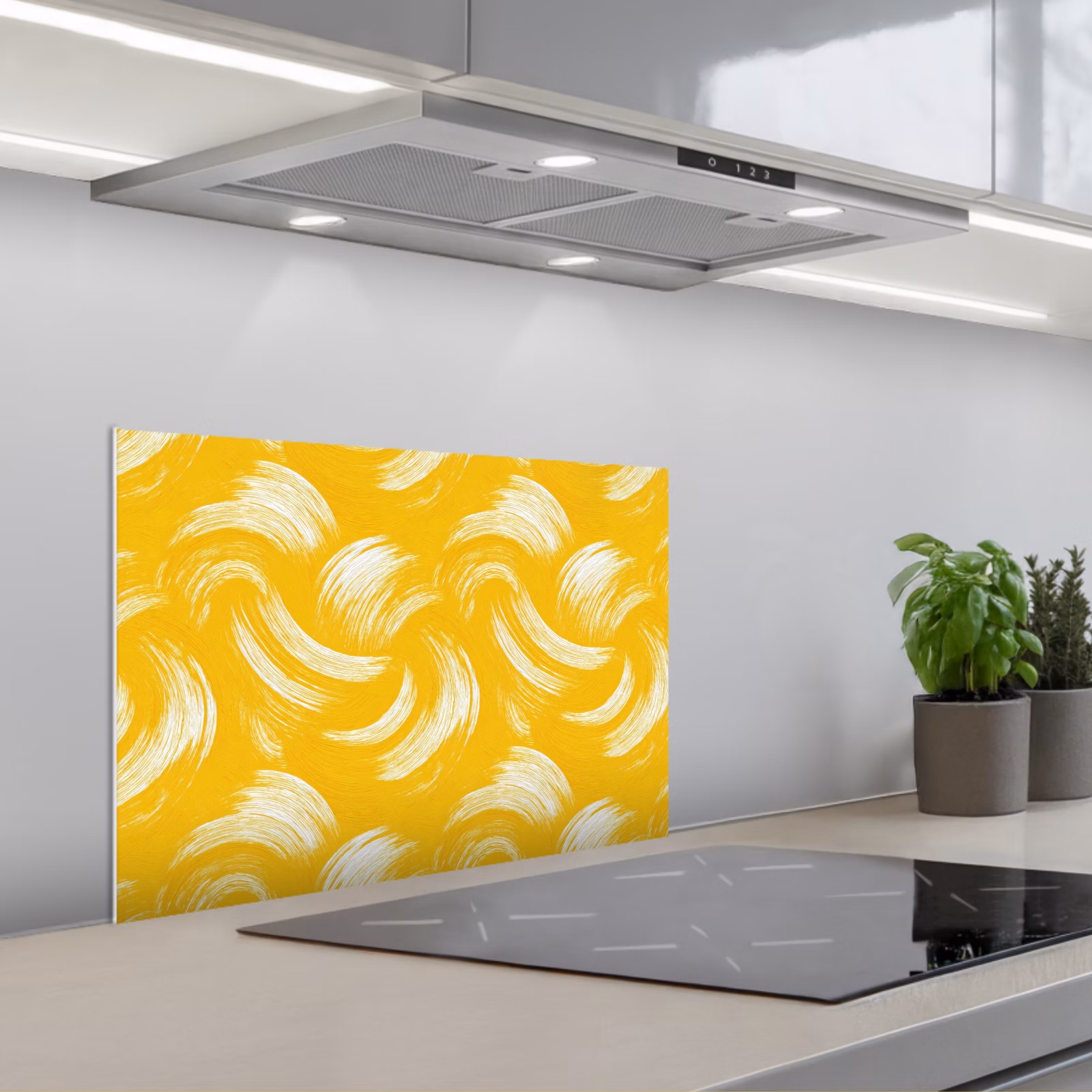 Salpicaderos de cocina - Pinceladas - Abstracto - Dinámico - Amarillo — 1