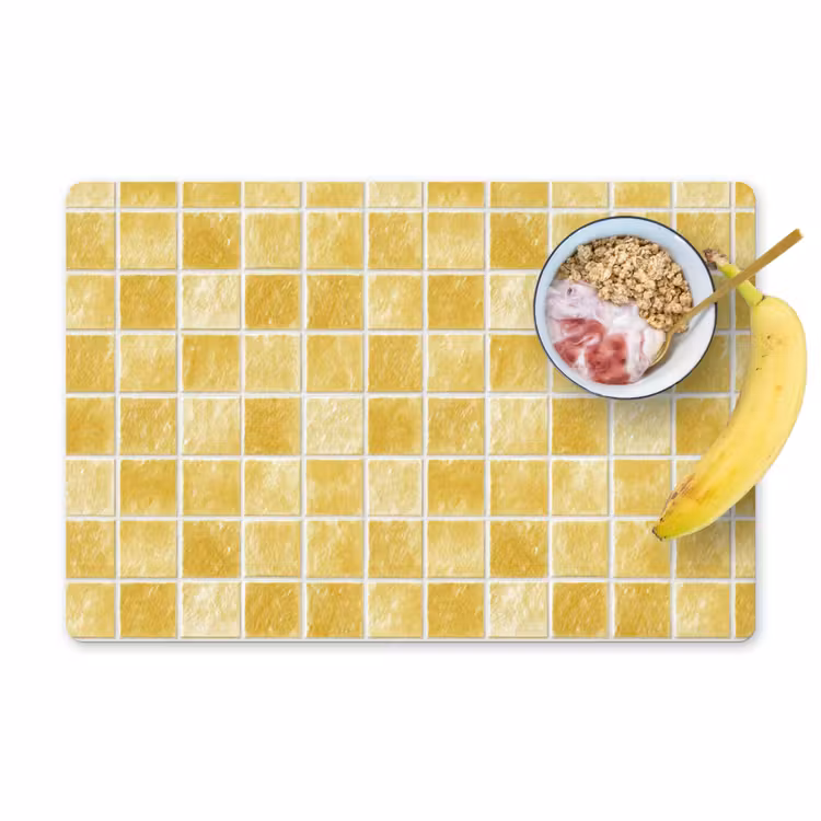 Salvamantel – 6 piezas - Azulejos - Mosaico - Textura - Amarillo dorado — 1