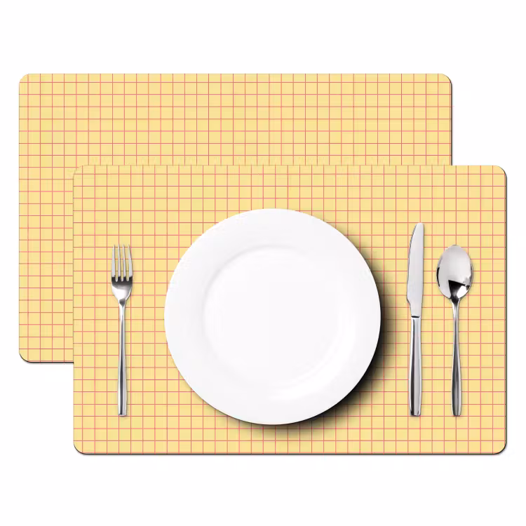 Salvamantel – 6 piezas - Cuadrados - Cuadrícula - Minimalista - Amarillo - Rosa — 2