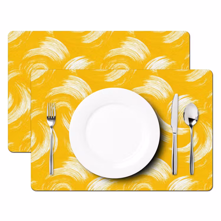 Salvamantel – 6 piezas - Pinceladas - Abstracto - Dinámico - Amarillo — 2