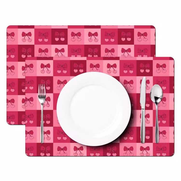 Salvamantel – 6 piezas - Cerezas - Lazos - Divertido - Rosa - Burdeos — 2