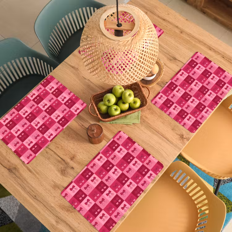 Salvamantel – 6 piezas - Cerezas - Lazos - Divertido - Rosa - Burdeos — 3