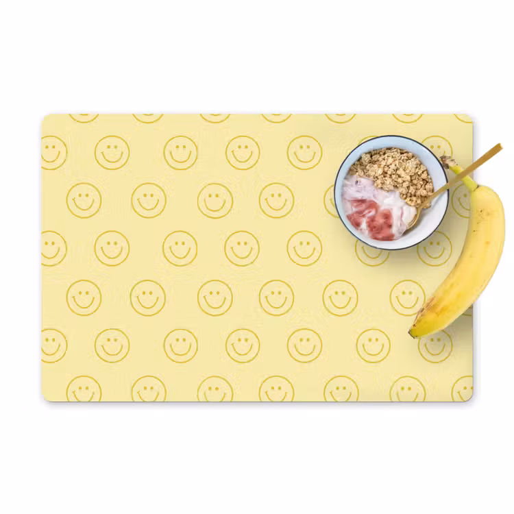 Salvamantel – 6 piezas - Emoticonos - Estampado - Retro - Amarillo suave — 1
