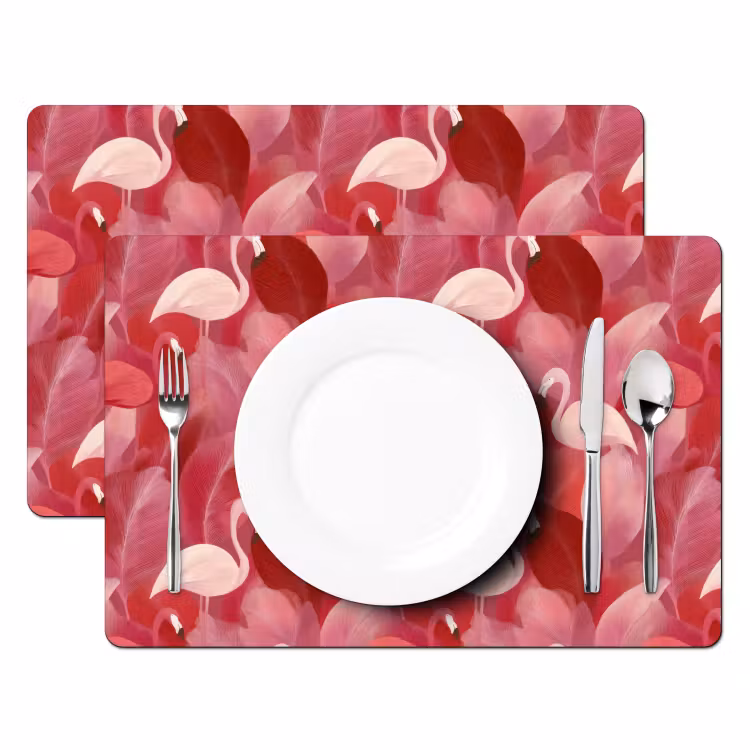 Salvamantel – 6 piezas - Flamenco - Botánico - Elegante - Rosa - Rojo — 2