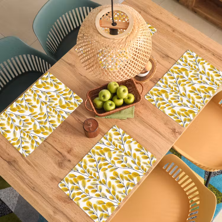 Salvamantel – 6 piezas - Hojas - Botánico - Elegante - Amarillo - Negro — 3