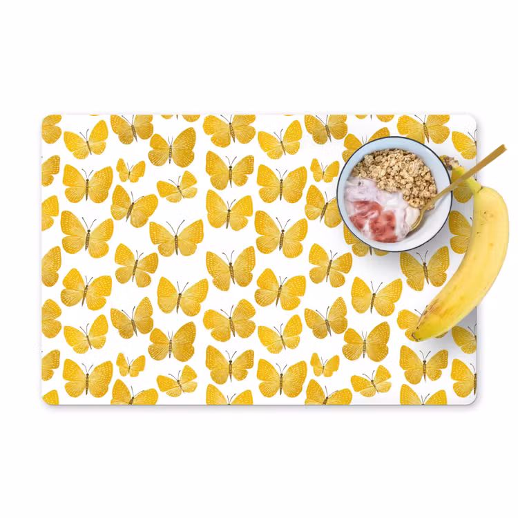 Salvamantel – 6 piezas - Mariposas - Botánica - Ilustración - Amarillo - Blanco — 1