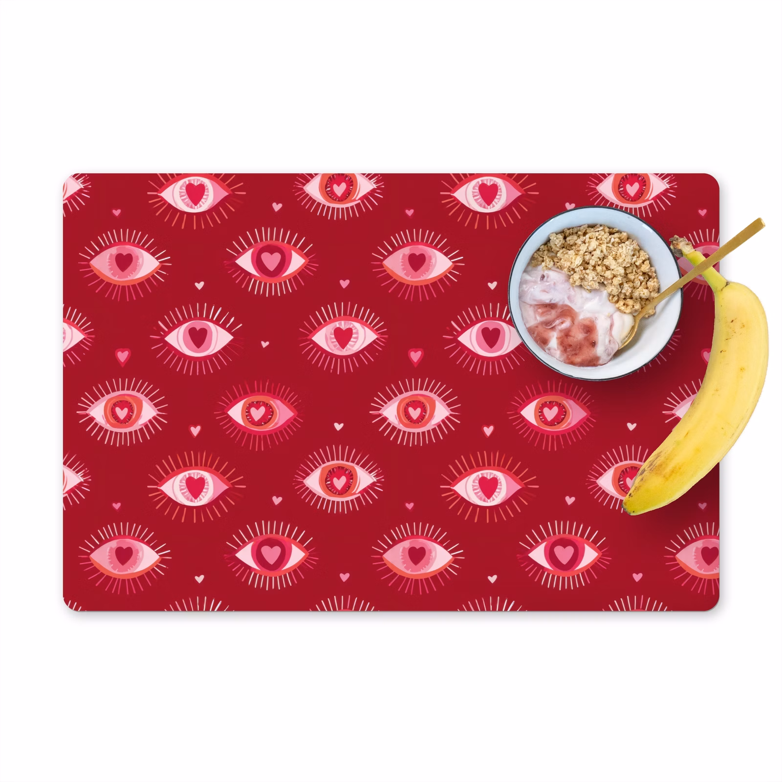 Salvamantel – 6 piezas - Ojos - Estampado - Rosa - Rojo oscuro — 1