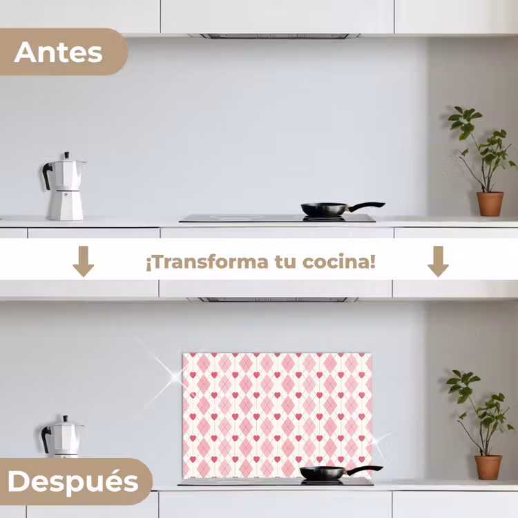 Salpicaderos de cocina - Rombos - Clásico - Rosa - Blanco — 7