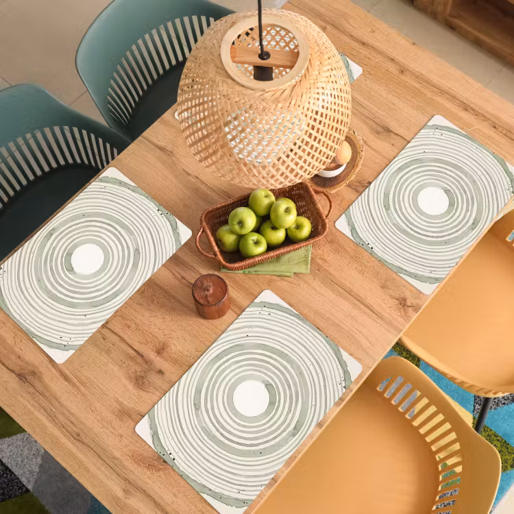 Salvamantel – 6 piezas - Abstracción - Círculos - Acuarela - Verde - Moderno — 3