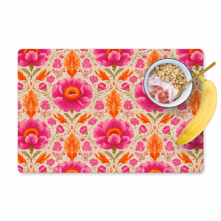 Salvamantel – 6 piezas - Flores - Barroco - Rosa - Naranja — 1
