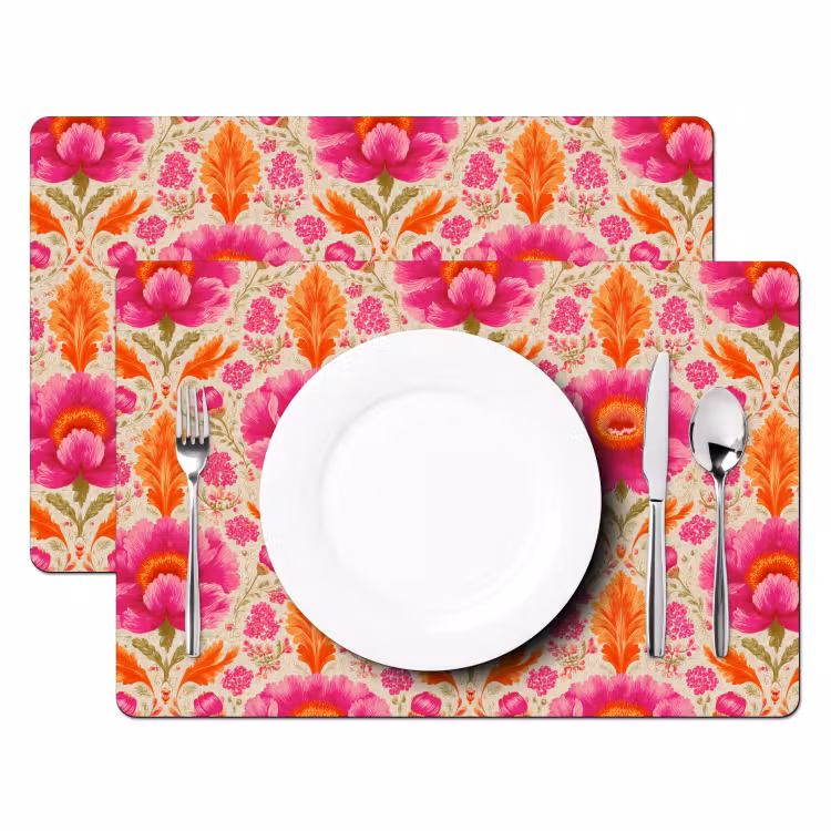 Salvamantel – 6 piezas - Flores - Barroco - Rosa - Naranja — 2