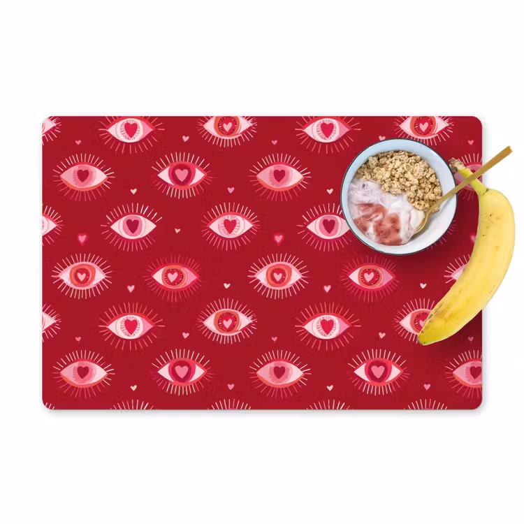 Salvamantel – 6 piezas - Ojos - Estampado - Rosa - Rojo oscuro — 1