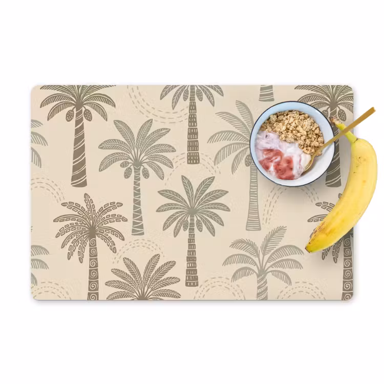 Salvamantel – 6 piezas - Palmeras - Estampado - Tropical - Beige — 1
