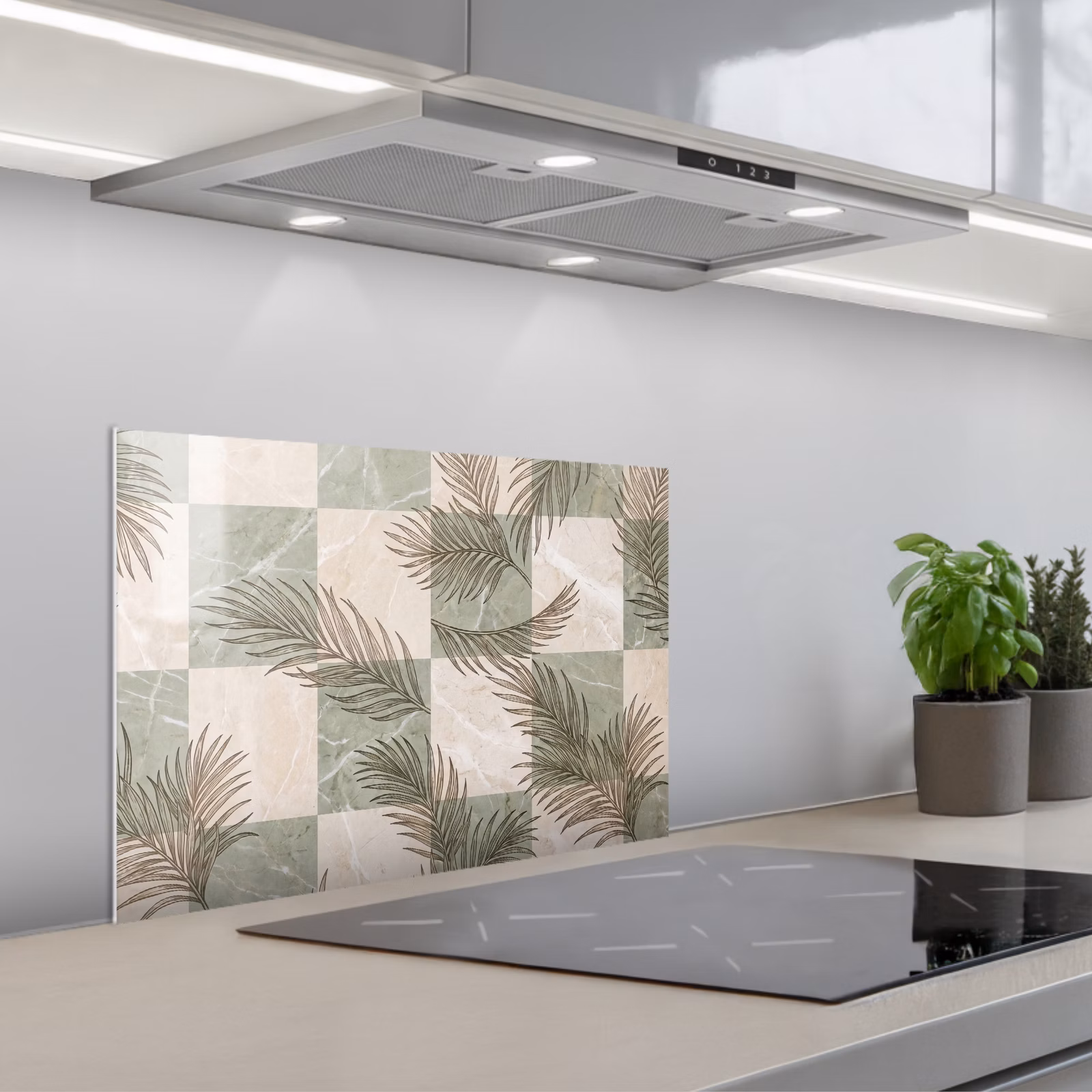 Salpicaderos de cocina - Plantas - Hojas - Mármol - Moderno - Verde — 1