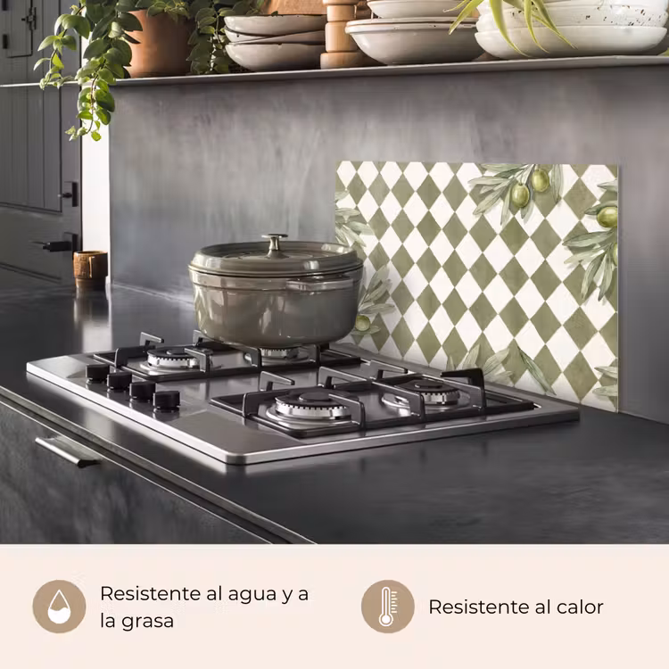 Salpicaderos de cocina - Planta - Ramas de olivo - Acuarela - Mediterráneo - Verde — 2