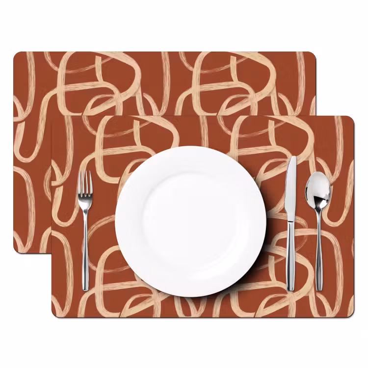 Salvamantel – 6 piezas - Líneas - Abstracto - Orgánico - Terracota - Crema — 2