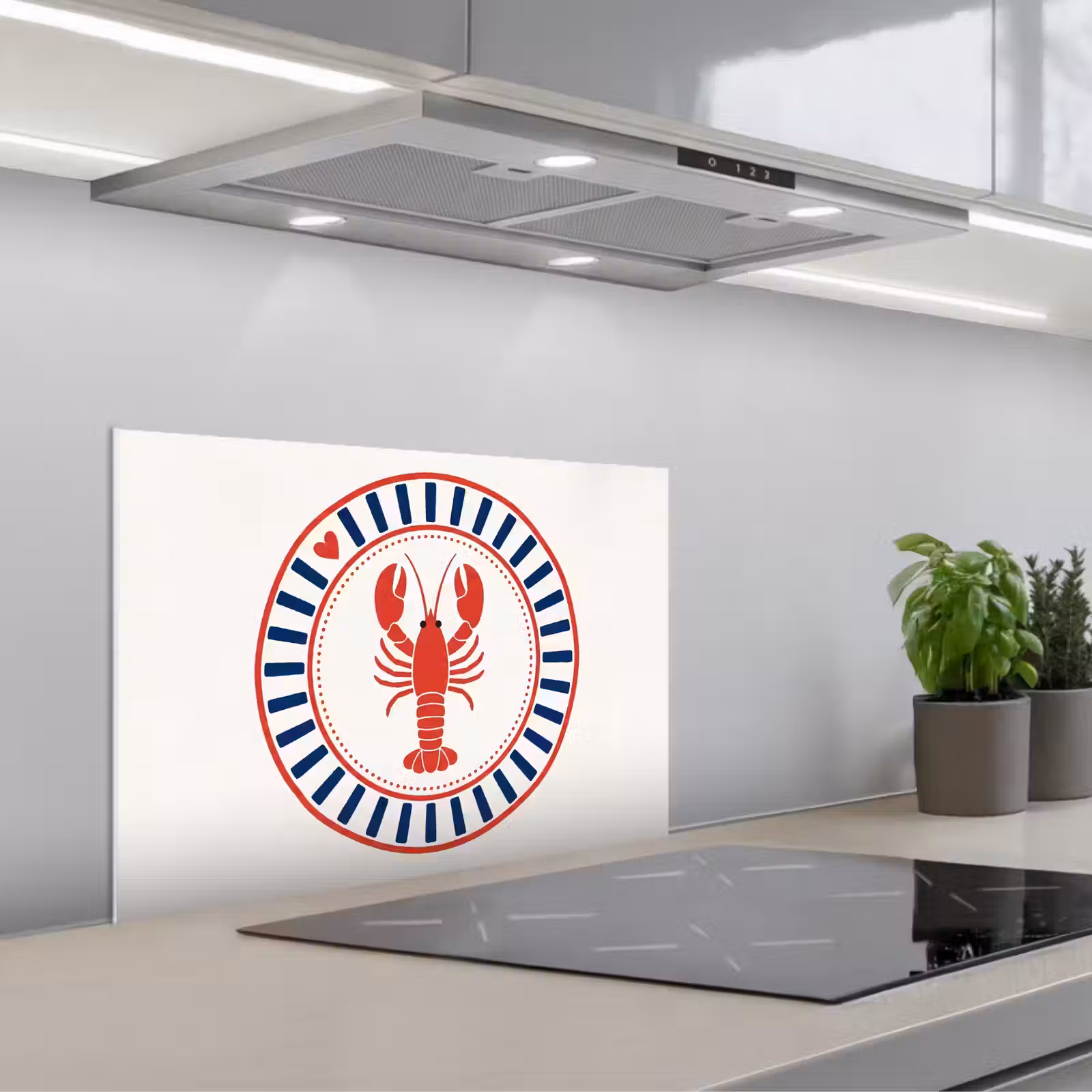 Salpicaderos de cocina - Vida marina - Langosta - Emblema - Gráfico - Rojo — 1