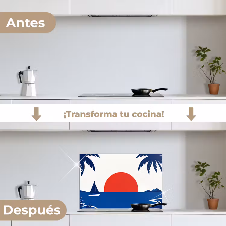 Salpicaderos de cocina - Puesta de sol - Mar - Palmera - Tropical - Moderno — 7