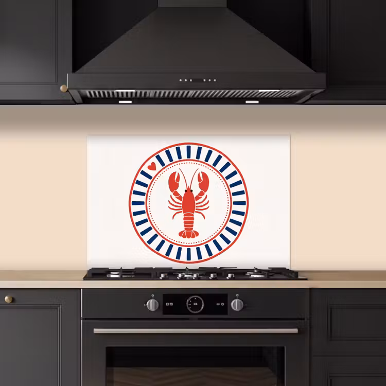 Salpicaderos de cocina - Vida marina - Langosta - Emblema - Gráfico - Rojo — 5