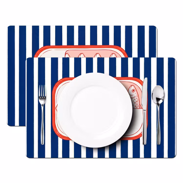 Salvamantel – 6 piezas - Comida - Pescado - En lata - Ilustración - Rojo — 2