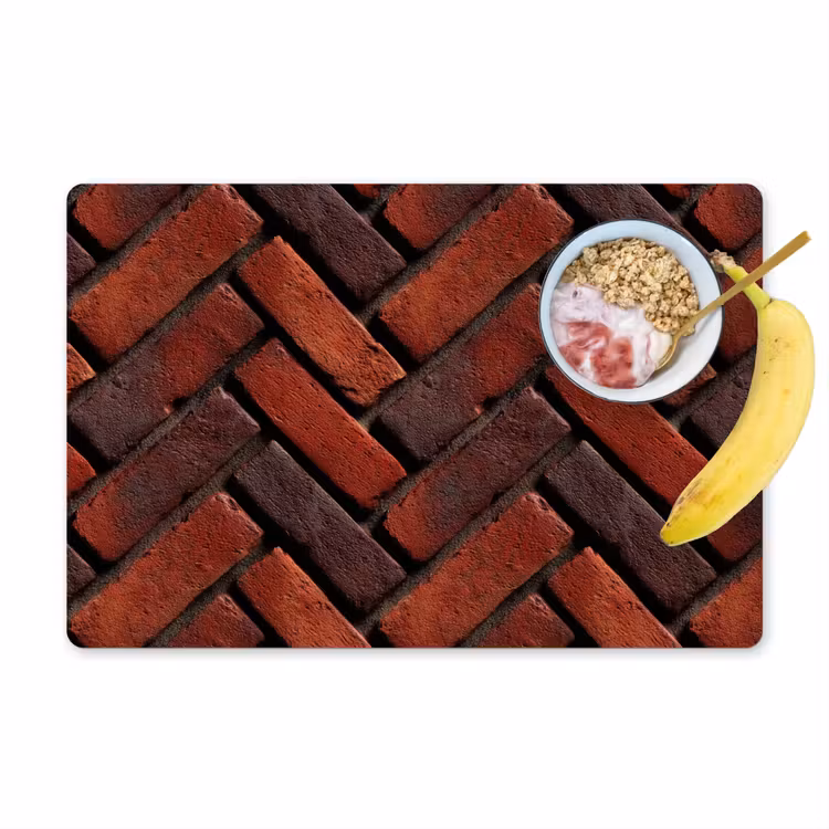Salvamantel – 6 piezas - Ladrillos - Espiga - Textura - Marrón rojizo — 1