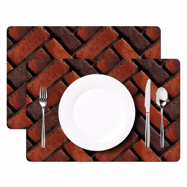 Salvamantel – 6 piezas - Ladrillos - Espiga - Textura - Marrón rojizo — 2