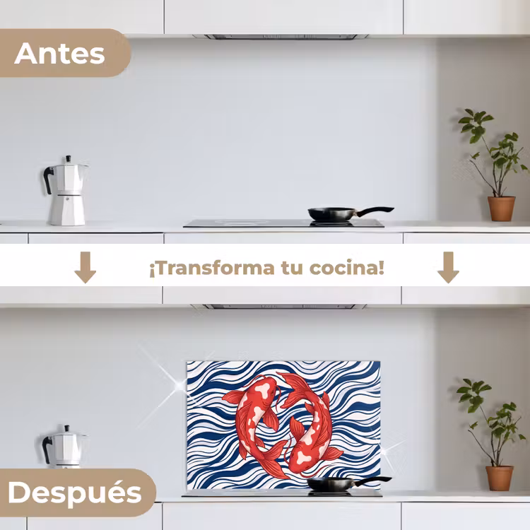 Salpicaderos de cocina - Peces - Agua - Naturaleza - Ilustración - Rojo — 7