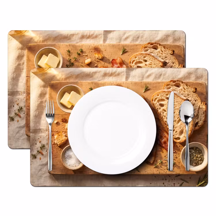 Salvamantel – 6 piezas - Comida - Desayuno - Madera - Rústico - Amarillo — 2