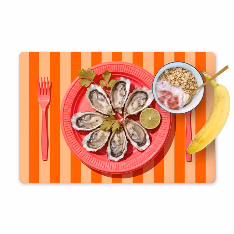 Salvamantel – 6 piezas - Comida - Ostras - Marisco - Naranja - Moderno — 1