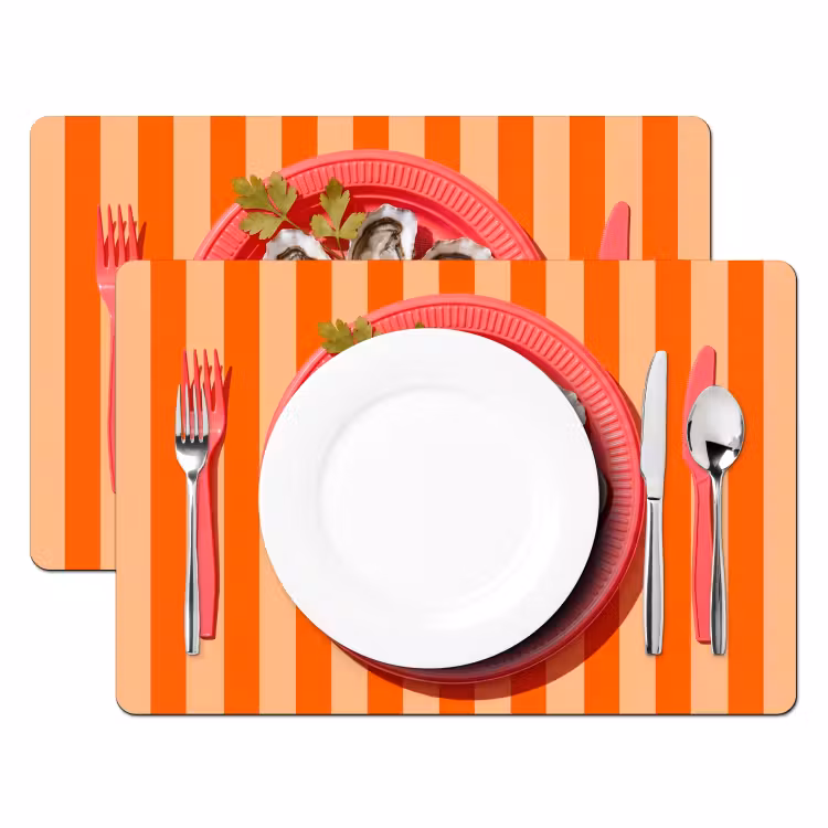 Salvamantel – 6 piezas - Comida - Ostras - Marisco - Naranja - Moderno — 2