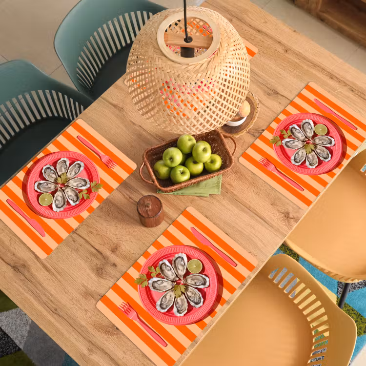 Salvamantel – 6 piezas - Comida - Ostras - Marisco - Naranja - Moderno — 3