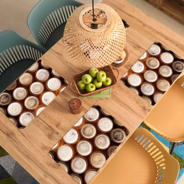 Salvamantel – 6 piezas - Comida - Vasos - Bebidas - Patrón - Marrón — 3