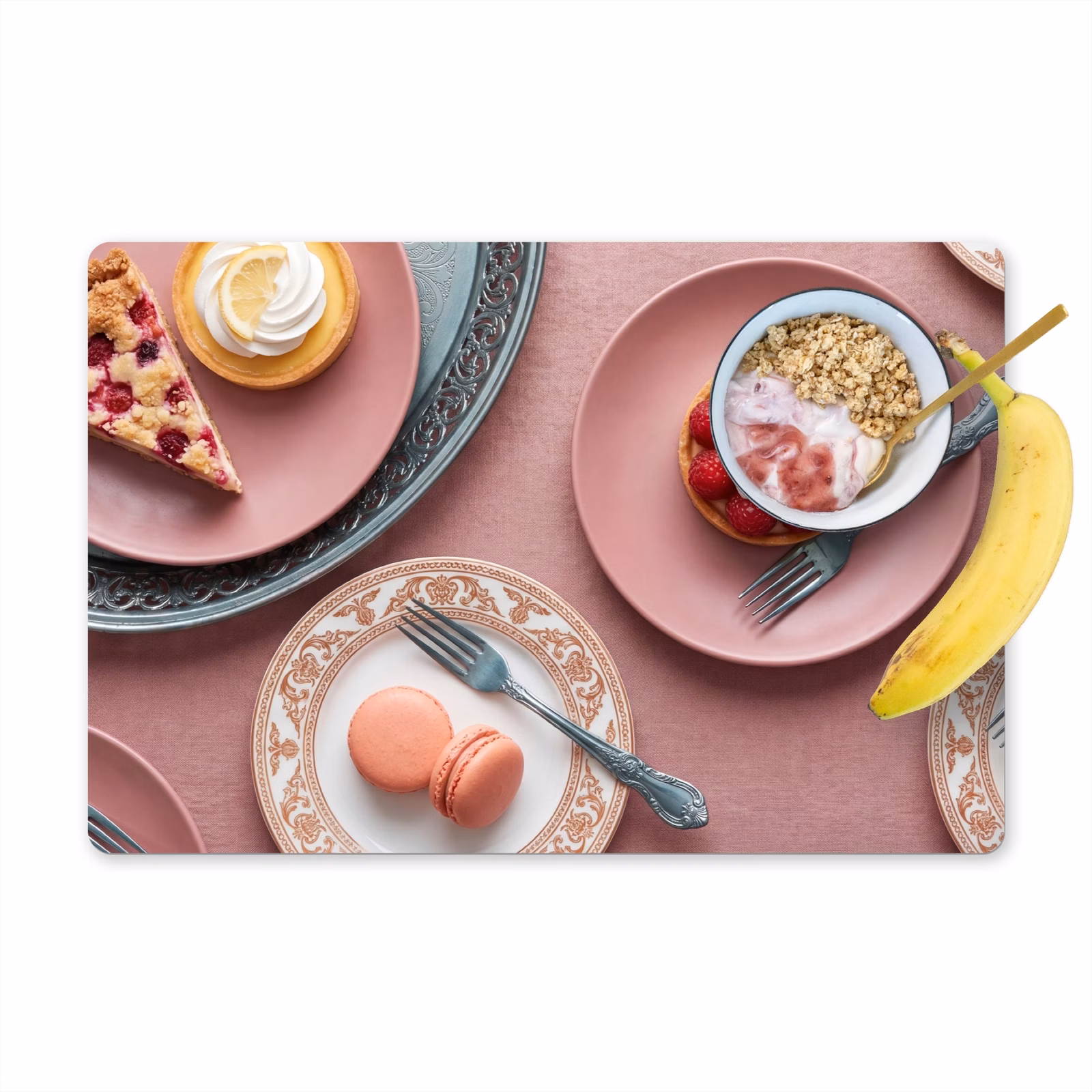 Salvamantel – 6 piezas - Postre - Tarta - Pastel - Dulce - Rosa — 1