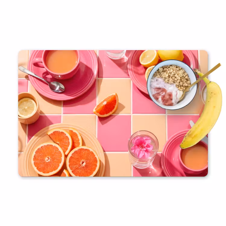 Salvamantel – 6 piezas - Comida - Cítricos - Naturalezas muertas - Rosa - Naranja — 1