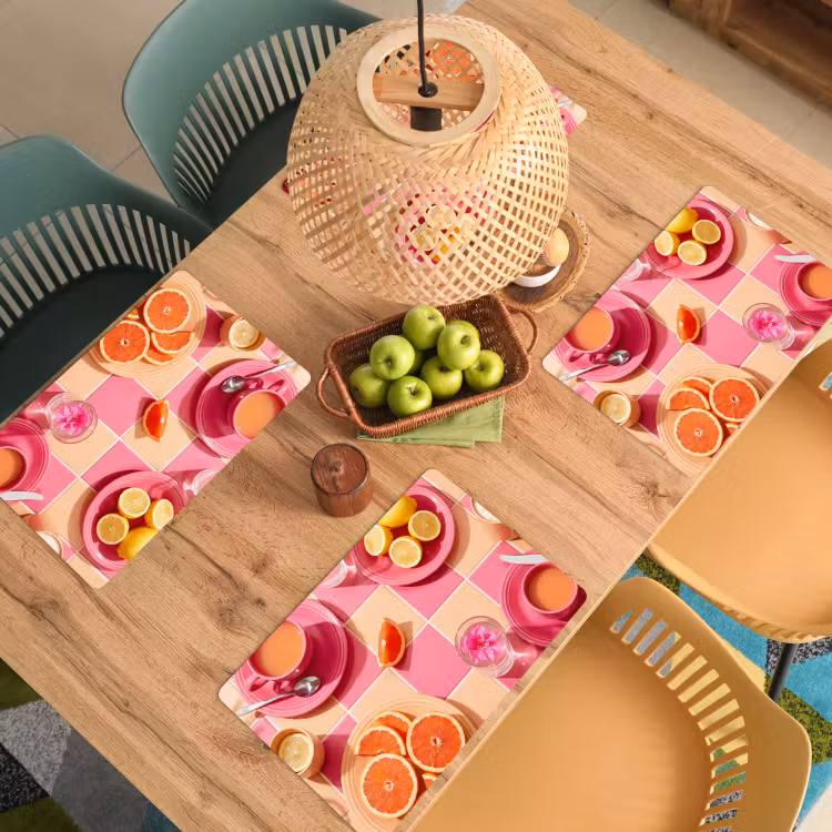 Salvamantel – 6 piezas - Comida - Cítricos - Naturalezas muertas - Rosa - Naranja — 3