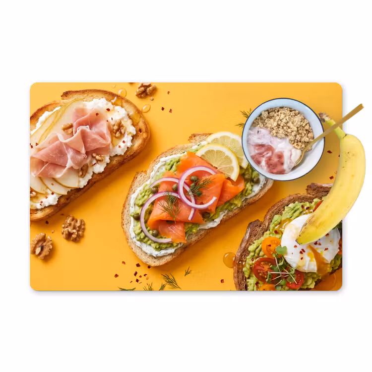 Salvamantel – 6 piezas - Comida - Pan - Desayuno - Moderno - Colorido — 1