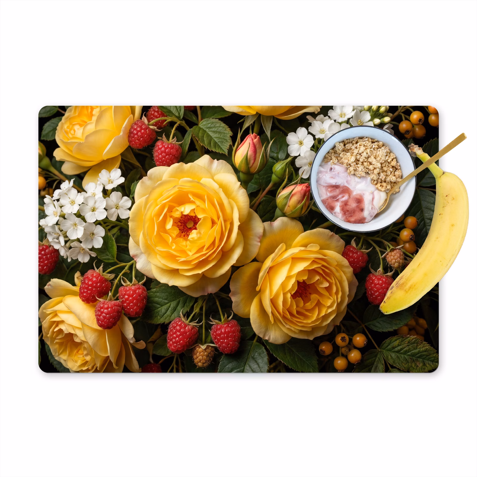 Salvamantel – 6 piezas - Flores - Ramo - Naturaleza - Clásico - Amarillo — 1