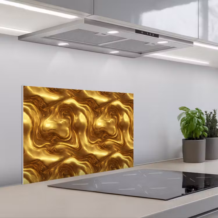 Salpicaderos de cocina - Textura - Líquido - Orgánico - Dorado — 1
