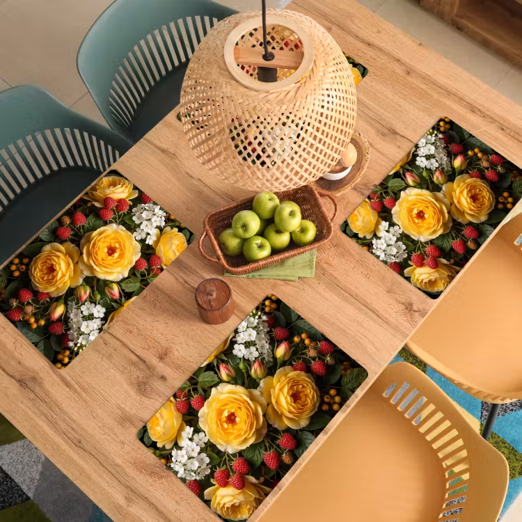 Salvamantel – 6 piezas - Flores - Ramo - Naturaleza - Clásico - Amarillo — 3