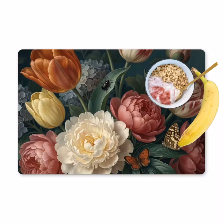 Salvamantel – 6 piezas - Flores - Ramo - Naturaleza - Clásico - Oscuro — 1