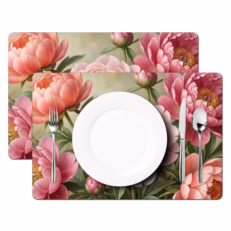 Salvamantel – 6 piezas - Flores - Rosa - Clásico - Detallado - Naturaleza — 2
