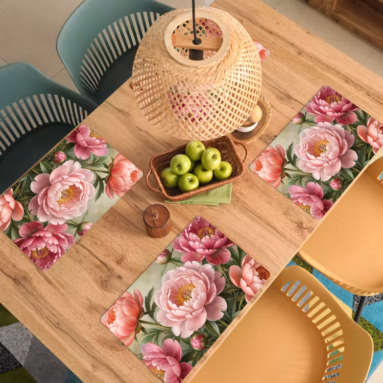 Salvamantel – 6 piezas - Flores - Rosa - Clásico - Detallado - Naturaleza — 3