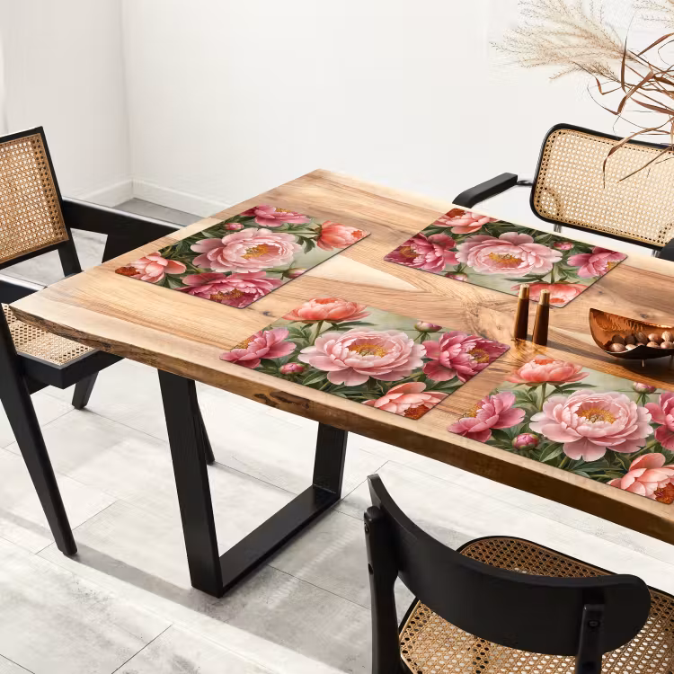 Salvamantel – 6 piezas - Flores - Rosa - Clásico - Detallado - Naturaleza — 4