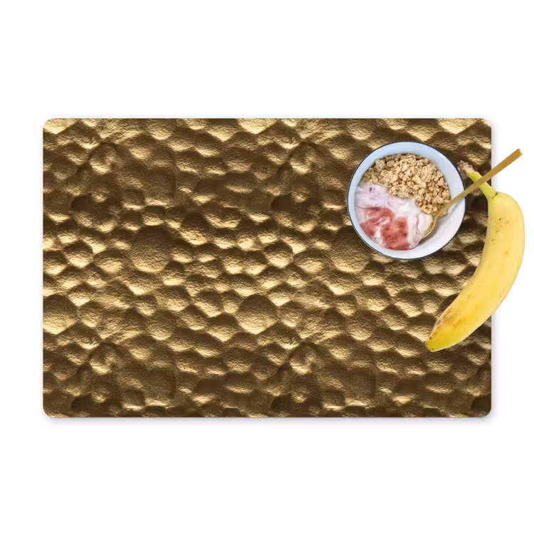 Salvamantel – 6 piezas - Martillado - Relieve - Textura - Bronce dorado — 1