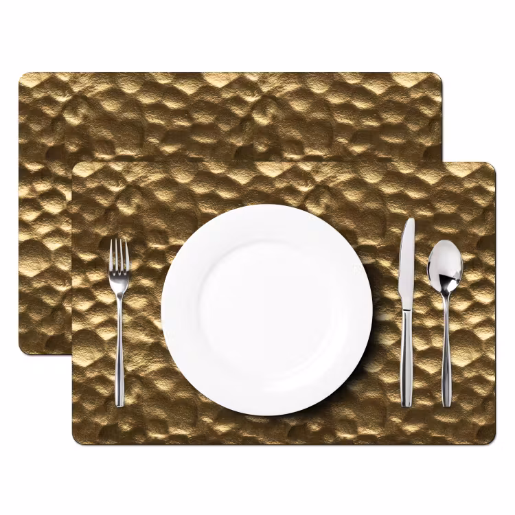 Salvamantel – 6 piezas - Martillado - Relieve - Textura - Bronce dorado — 2