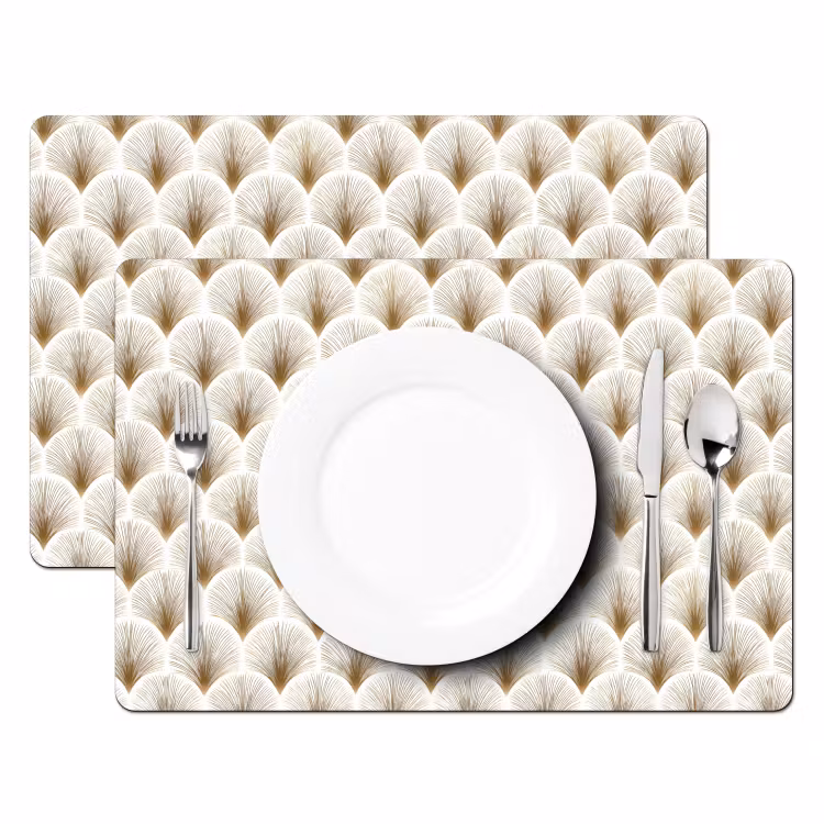 Salvamantel – 6 piezas - Abanicos - Art Déco - Elegantes - Dorados - Blancos — 2