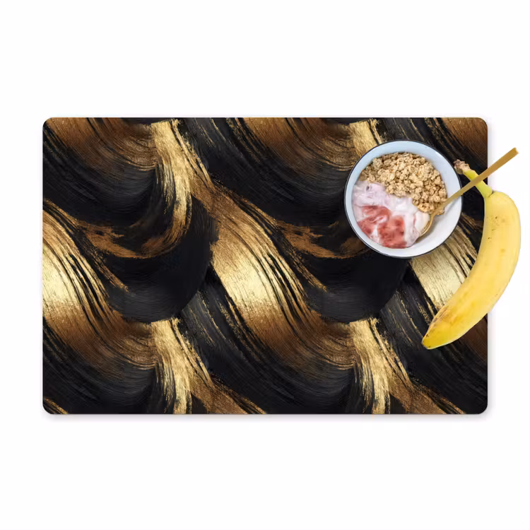 Salvamantel – 6 piezas - Pinceladas - Abstracto - Dorado - Negro — 1